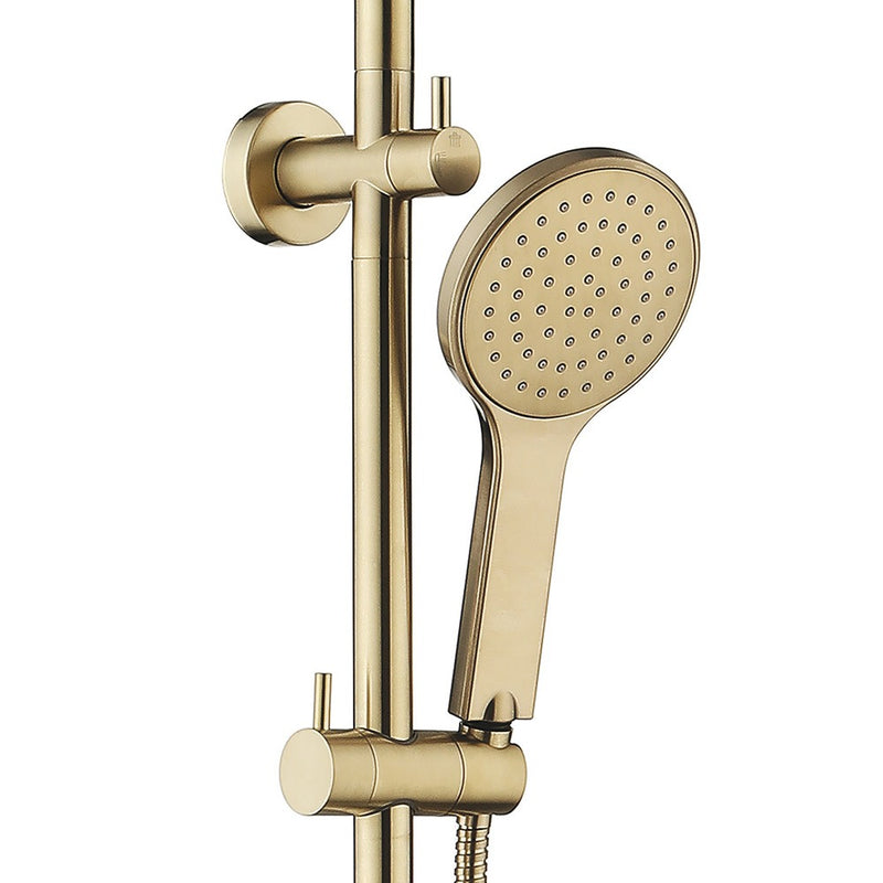Fienza Kaya 2 in 1 Twin Rail Shower Station Urban Brass Gold
