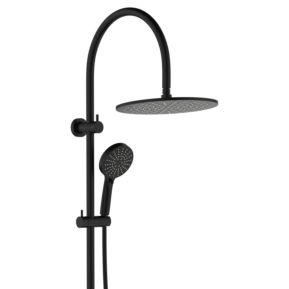 Fienza Empire Slim Curved Twin Shower, Matte Black