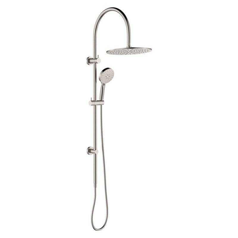 Fienza Empire Slim Curved Twin Shower, Brushed Nickel