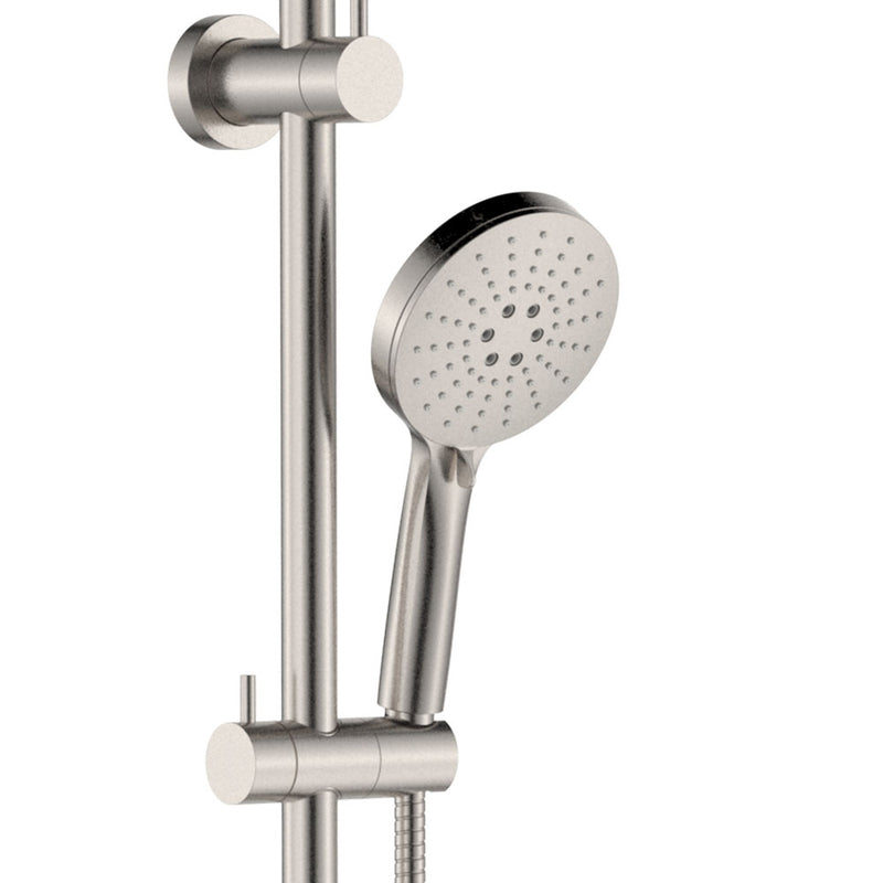 Fienza Empire Slim Curved Twin Shower, Brushed Nickel