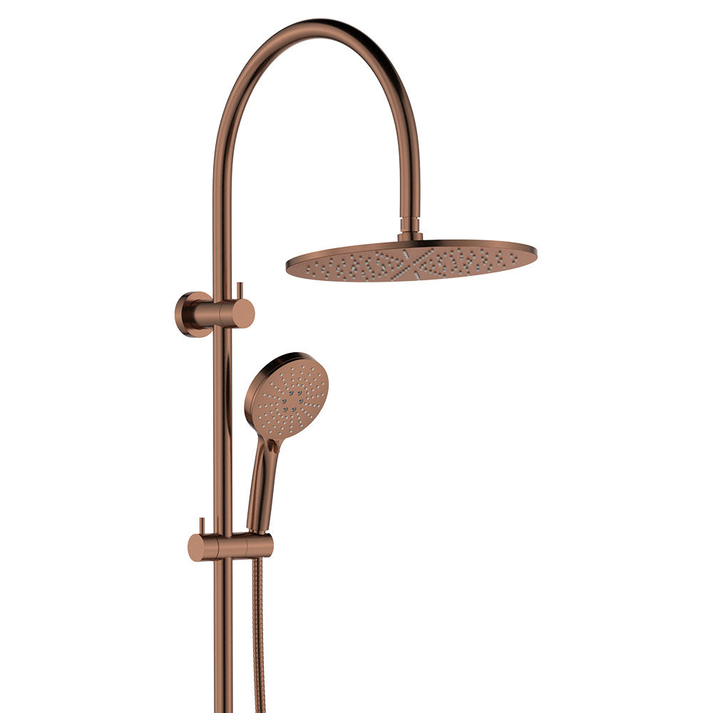 Fienza Empire Slim Curved Twin Shower, Brushed Copper