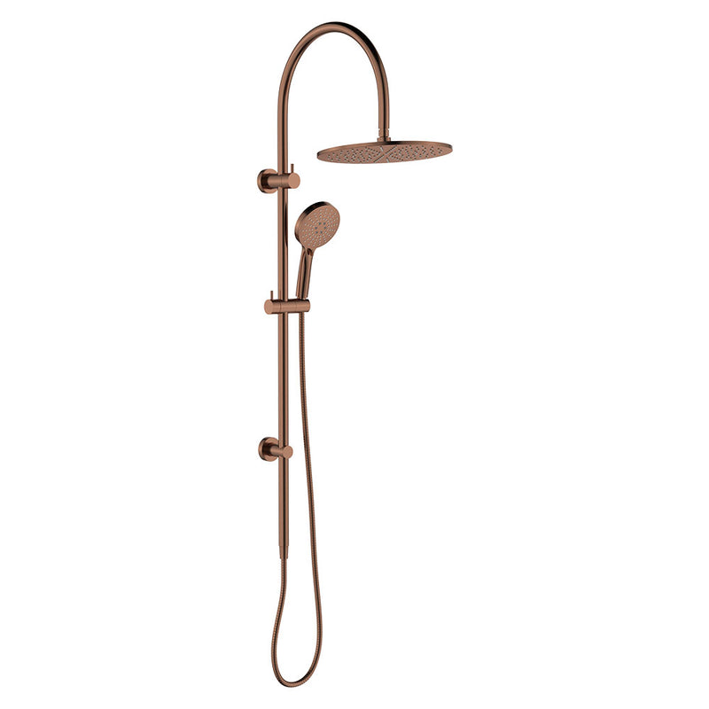 Fienza Empire Slim Curved Twin Shower, Brushed Copper