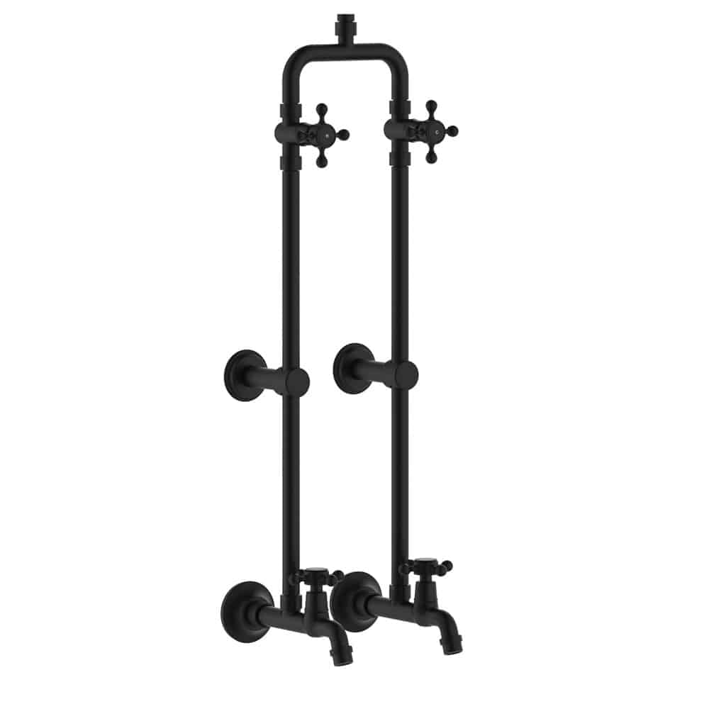 Fienza Lillian Exposed Rail Shower & Bath Set, Matte Black