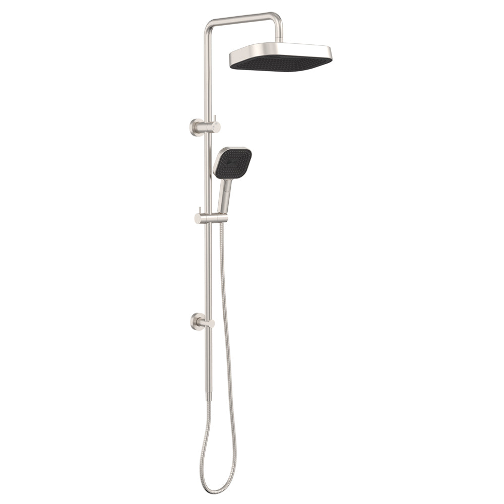 Fienza Kuro Twin Shower, Soft Square Head, Brushed Nickel — image 2