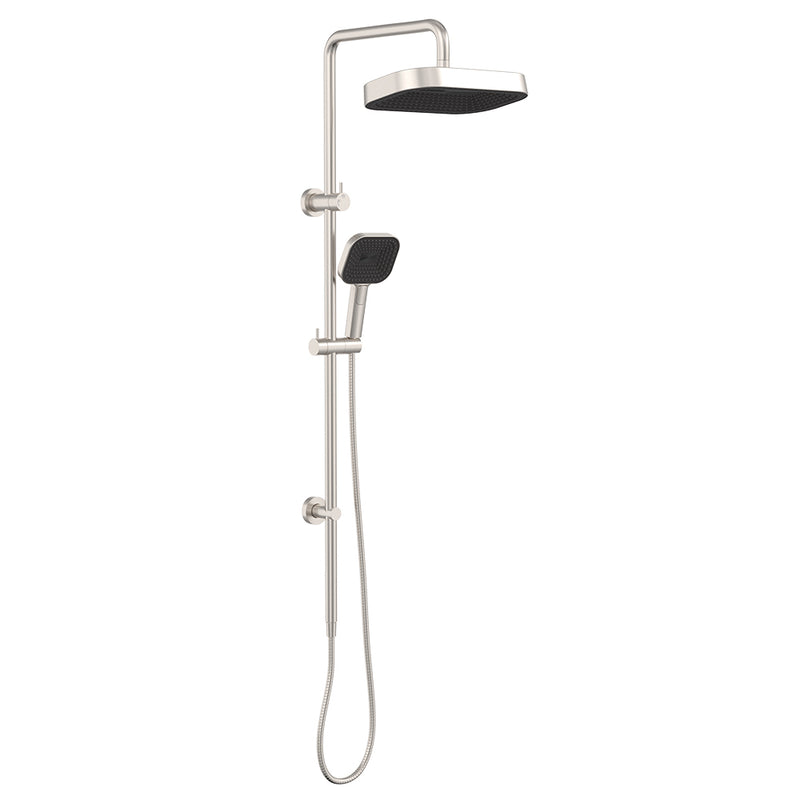 Fienza Kuro Twin Shower, Soft Square Head, Brushed Nickel — image 2
