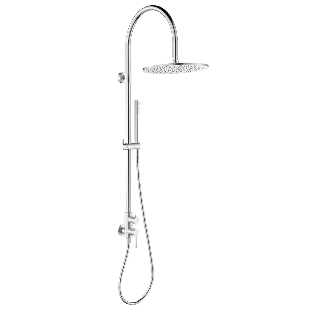 Fienza Kaya Outdoor Living Wall Mounted Twin Shower, Brushed Stainless Steel