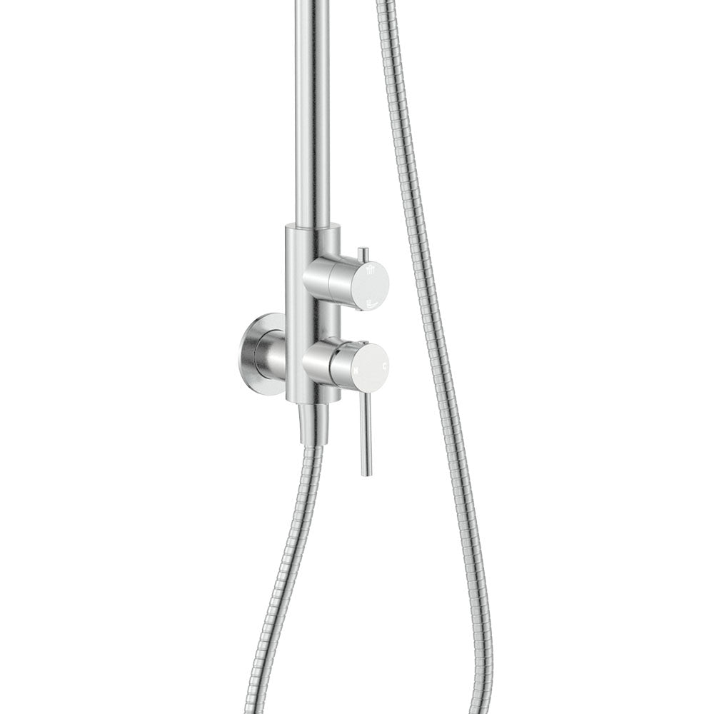 Fienza Kaya Outdoor Living Wall Mounted Twin Shower, Brushed Stainless Steel