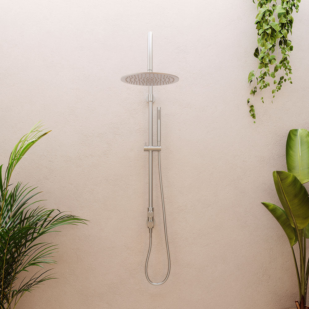 Fienza Kaya Outdoor Living Wall Mounted Twin Shower, Brushed Stainless Steel