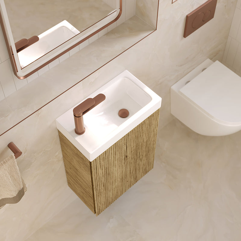 Fienza DENZEL MINKA 450 Scandi Oak Wall Hung Vanity 1TH No Overflow