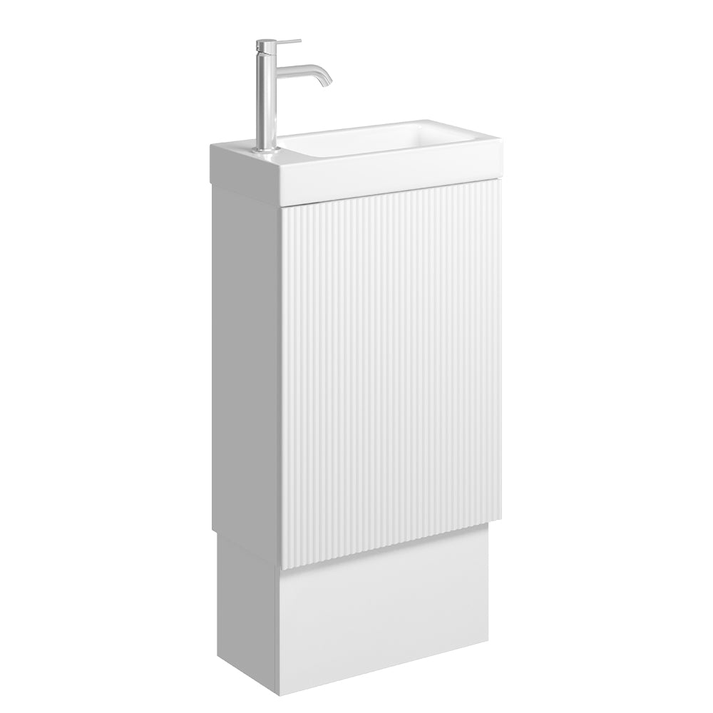 Fienza DENZEL MINKA 450 Satin White Vanity On Kick 1TH No Overflow