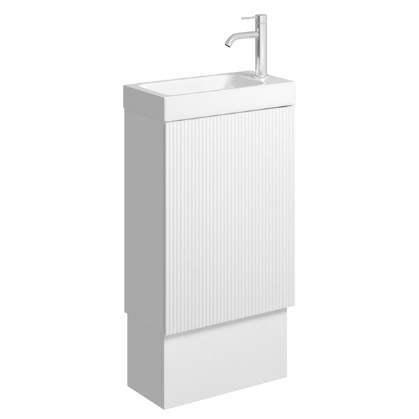 Fienza DENZEL MINKA 450 Satin White Vanity On Kick 1TH No Overflow