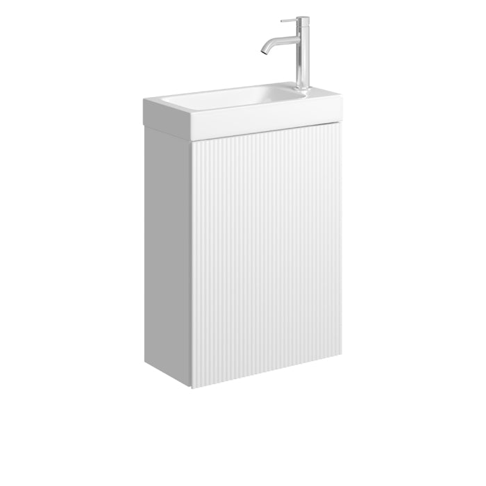 Fienza DENZEL MINKA 450 Satin White Wall Hung Vanity 1TH No Overflow