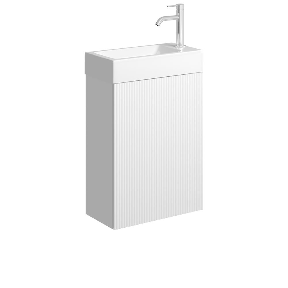 Fienza Minka 450 Wall-Hung Vanity with Overflow, Satin White