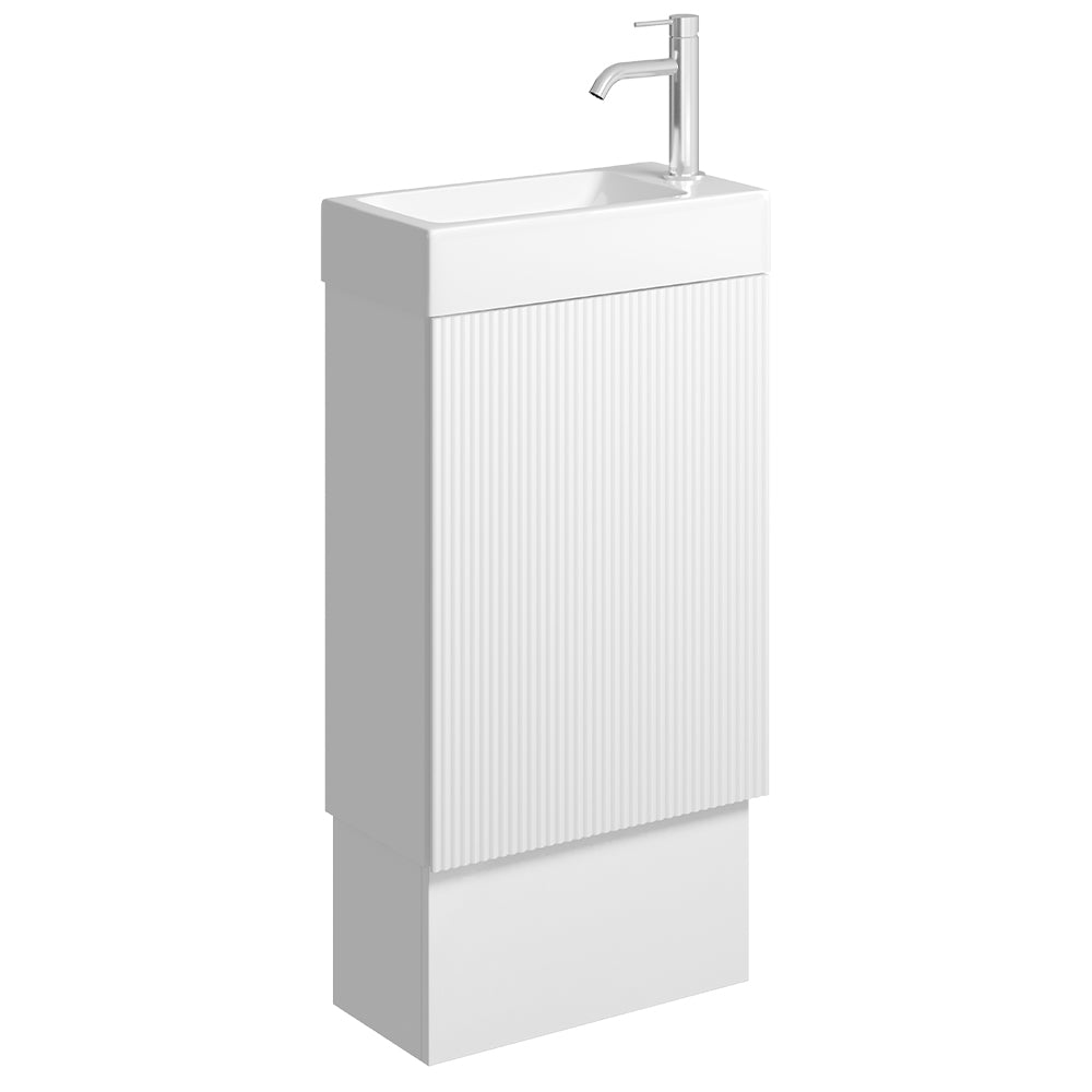 Fienza Minka 450 Vanity on kickboard with Overflow, Satin White