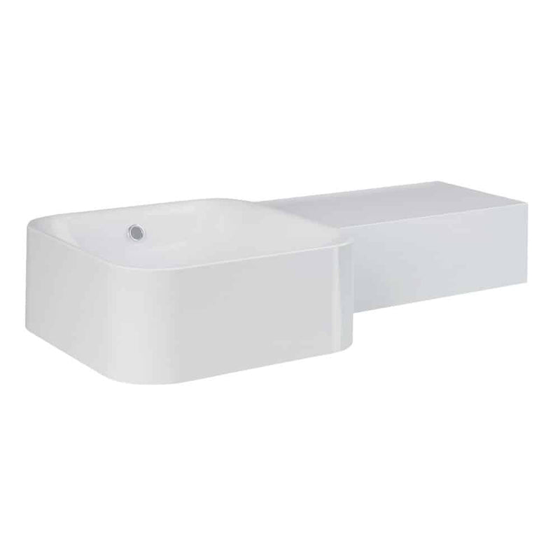 Fienza RAK Petit Square Wall Basin, Right Edge, No Tap Hole