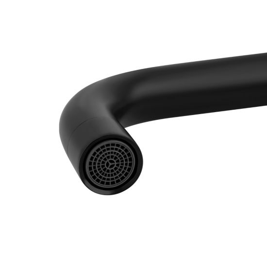 Aquaperla Round Matt Black Swivel Kitchen Sink Mixer Tap