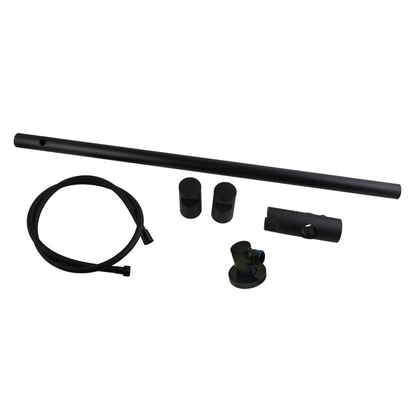 Aquaperla Round Black 3 Functions Handheld Shower Set With Rail Wall Mounted
