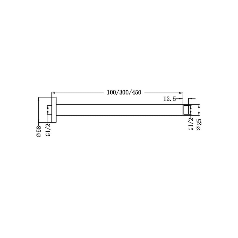 Nero Round Brushed l Ceiling Arm 100mm Gun Metal