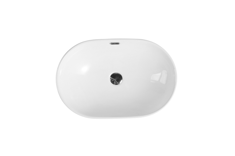Ovia 605x405x180mm Semi Inset Basin Gloss White with Overflow