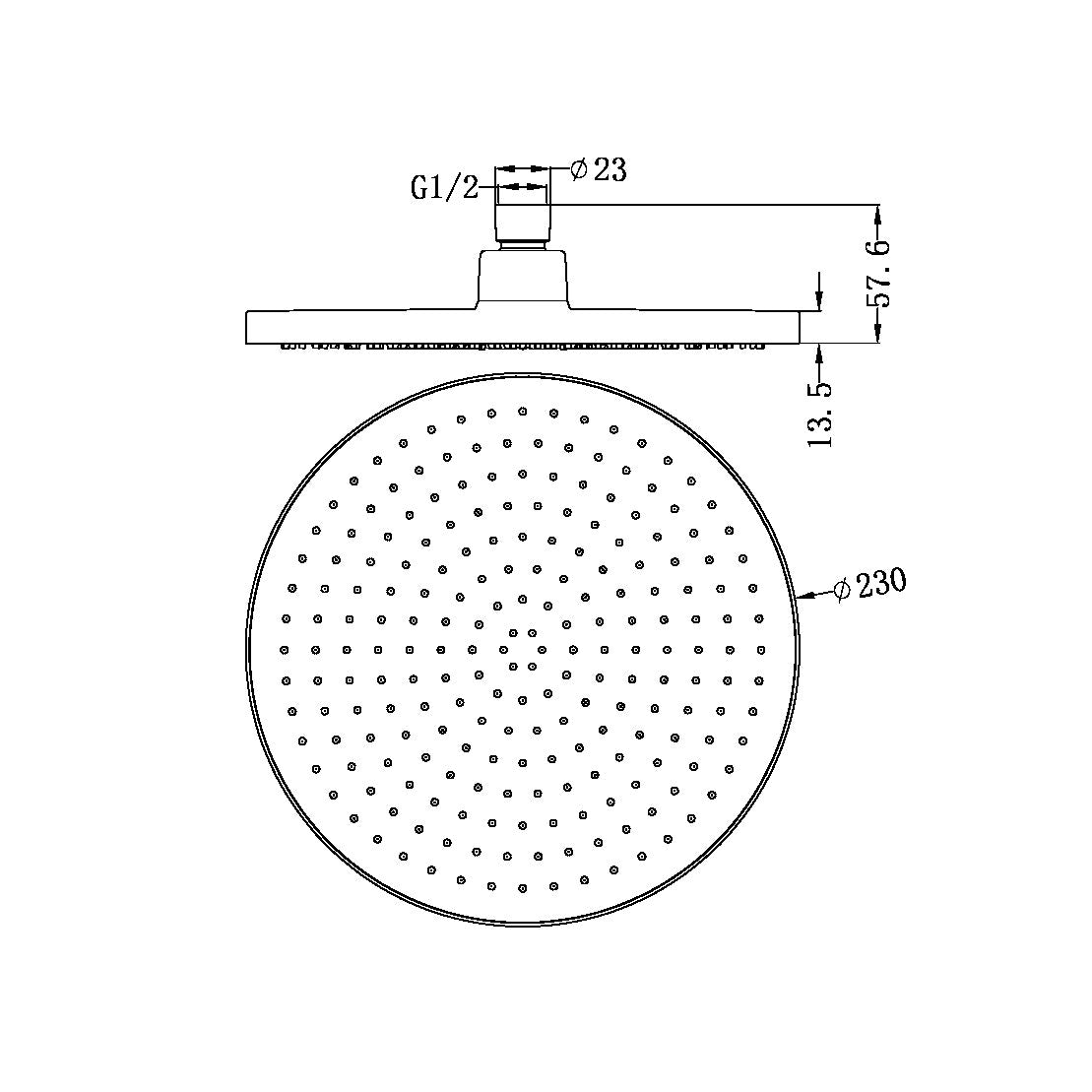Nero Opal Air Shower Head 230mm Round Brushed Nickel
