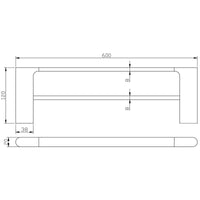 Ikon 600mm Cora Double Towel Rail - Matte Black