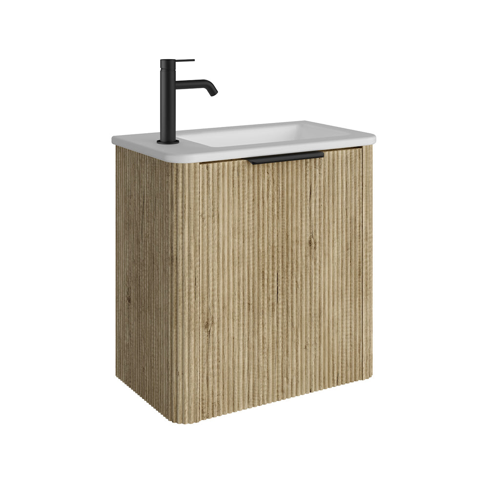 Fienza Minka Mini 550 Wall-Hung Vanity, Left Hand Tap, Scandi Oak