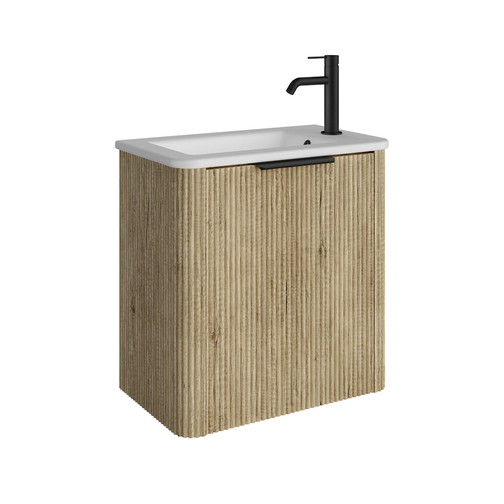 Fienza Minka Mini 550 Wall-Hung Vanity, Right Hand Tap, Scandi Oak