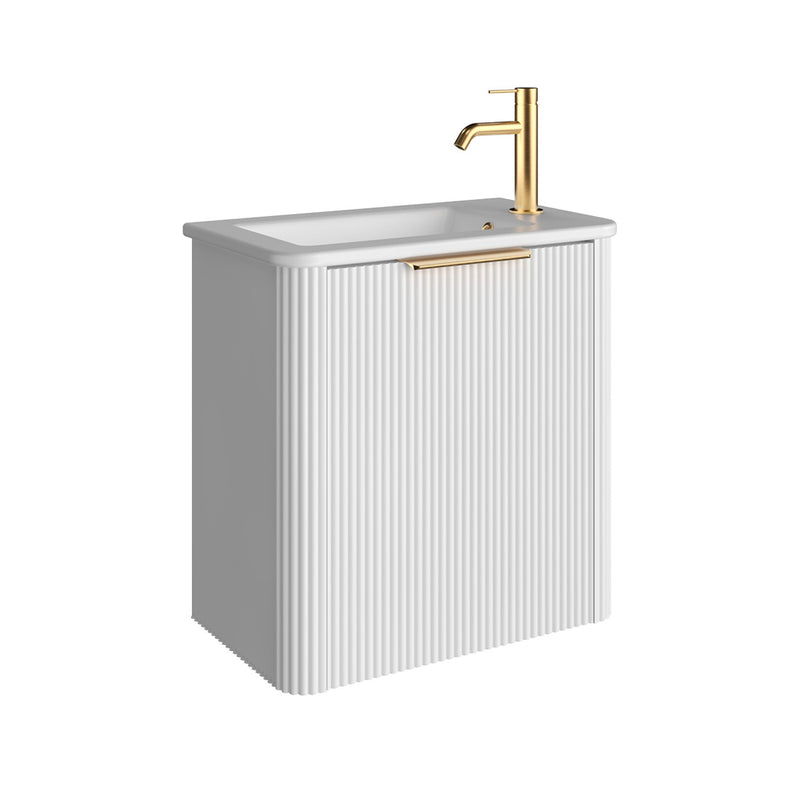 Fienza Minka Mini 550 Wall-Hung Vanity, Right Hand Tap, Satin White