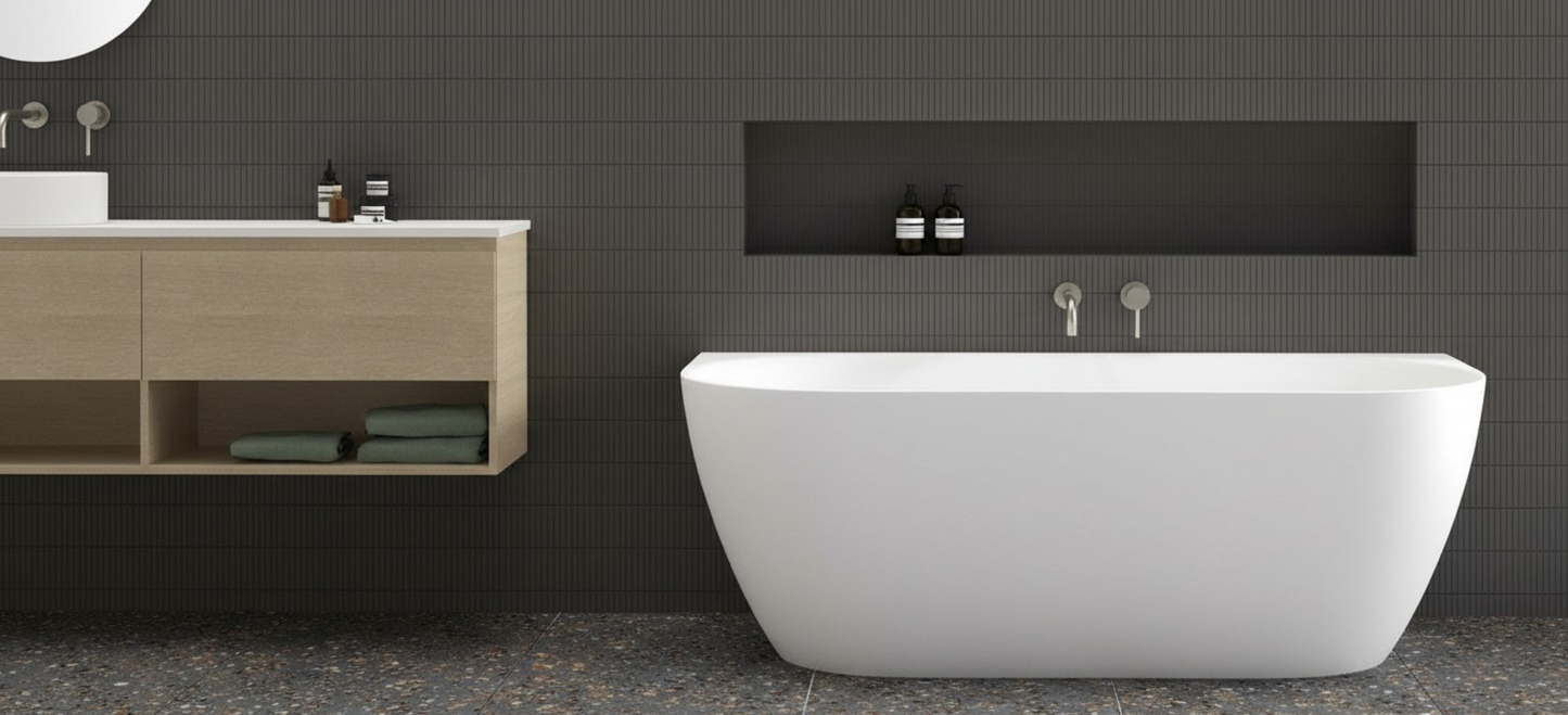 Ovia Madison Back to Wall Bath - 1700mm Gloss White