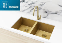 Meir 760mm Double Bowl PVD Kitchen Sink - Brushed Gold (Tiger Bronze)