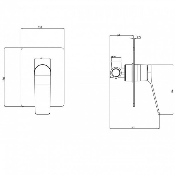 Rumia Brushed Gunmetal Grey Shower Wall Mixer