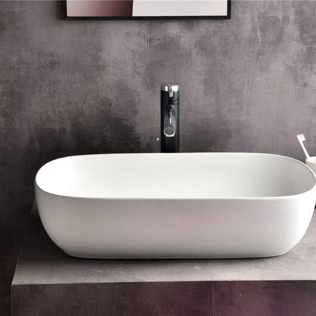 Ovia 610x400x150mm Rectangle Counter Top Basin Gloss White