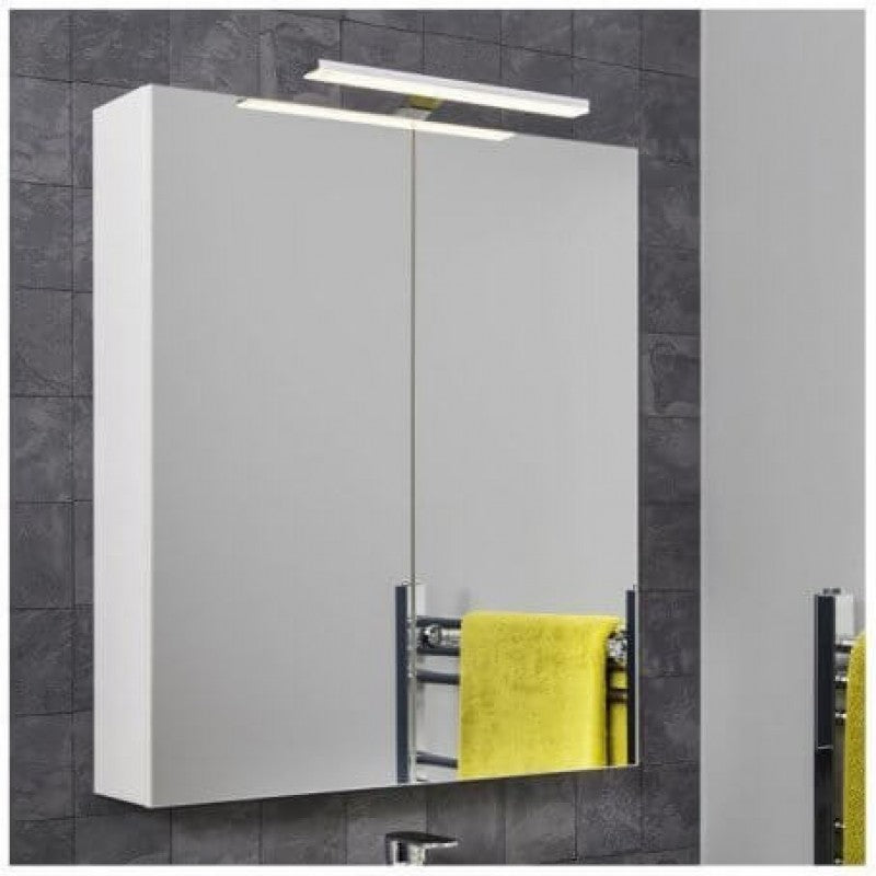 600Lx720Hx150Dmm MDF Pencil Edge White Shaving Cabinet With Mirror Double Doors