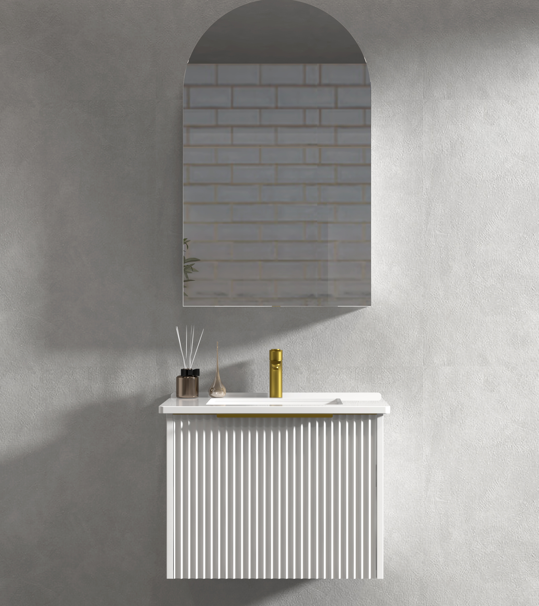 600mm Ashtone Wall Hung Matte White Cabinet Only