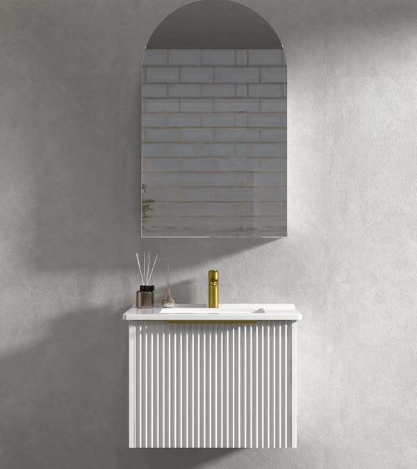 600mm Ashtone Wall Hung Matte White Cabinet Only