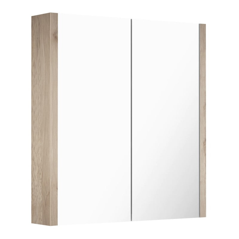 600Lx720Hx150Dmm White Oak Wood Grain PVC Filmed Shaving Cabinet Wall Hung