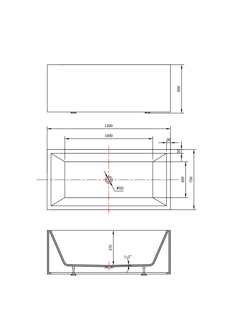 Ovia 1500mm Gloss White Free Standing Multi fit Back to Wall Corner Bath