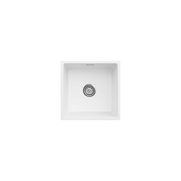 Fienza Kuro Granite 29L Single Bowl Kitchen Sink, Matte White