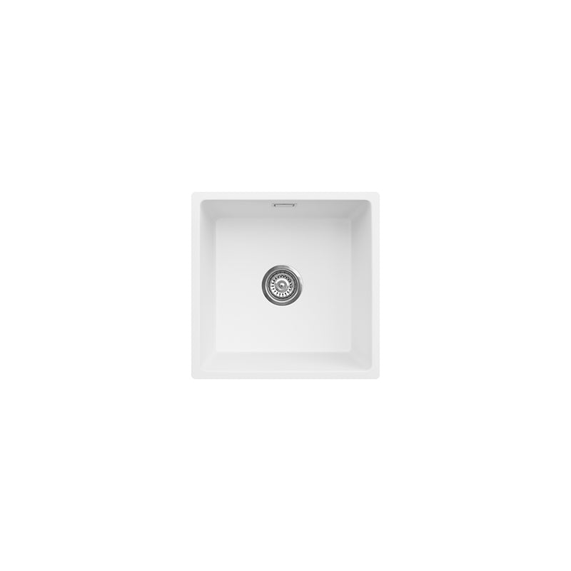 Fienza Kuro Granite 29L Single Bowl Kitchen Sink, Matte White
