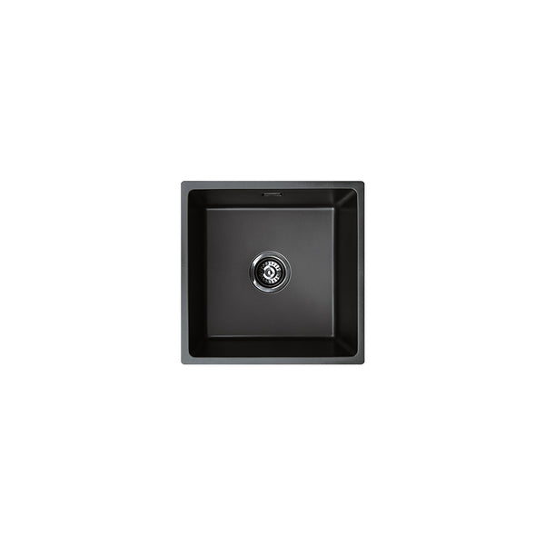 Fienza Kuro Granite 29L Single Bowl Kitchen Sink, Matte Black
