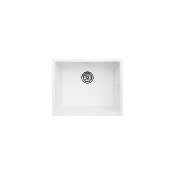 Fienza Kuro Granite 39L Single Bowl Kitchen Sink, Matte White