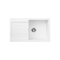Fienza Kuro Granite 39L Single Kitchen Sink with Drainer - Matte White