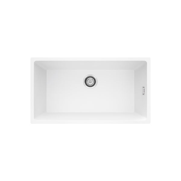 Fienza Kuro Granite 59L Single Bowl Kitchen Sink, Matte White