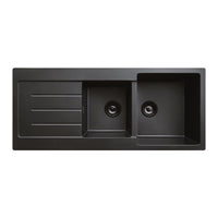 Fienza Kuro Granite 29L/19L Double Kitchen Sink with Drainer - Matte Black