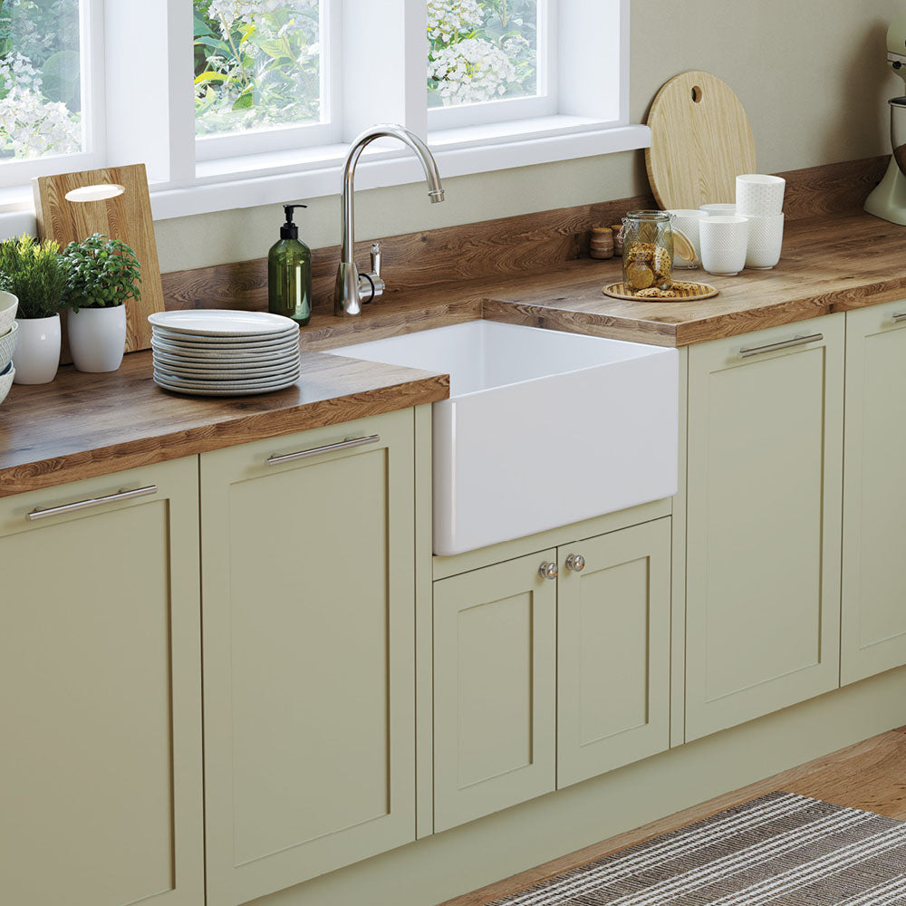 Ovia 610x459x254mm Fine Fireclay Butler Sink Single Bowl Farmhouse Kitchen Sink