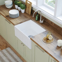 Ovia 610 x 459 x 254mm Fine Fireclay Butler Sink Single Bowl Farmhouse Kitchen Sink