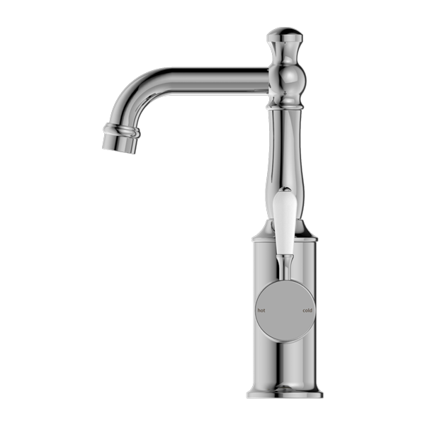 York Basin Mixer With White Porcelain Lever Chrome