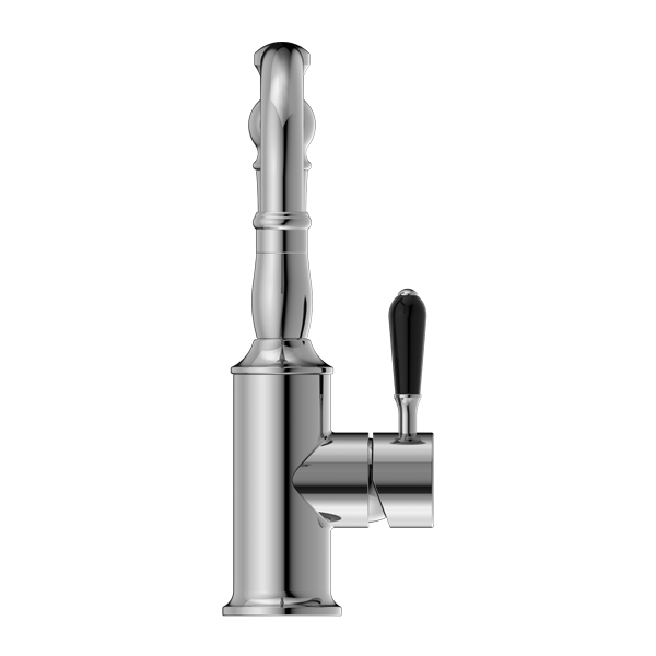 York Basin Mixer Hook Spout With Black Porcelain Lever Matte Black