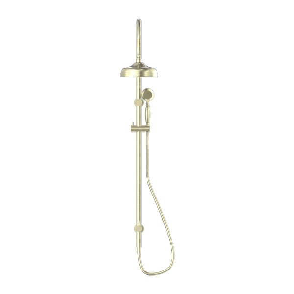 York Federation Twin Shower With Metal Hand Shower Aged Brass