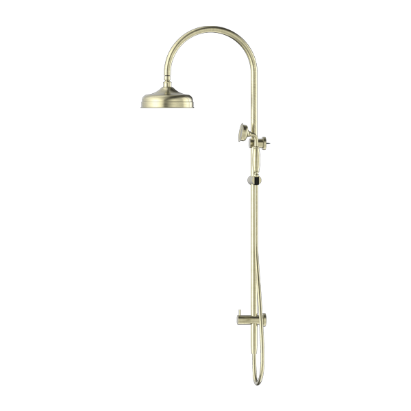 York Federation Twin Shower With Metal Hand Shower Aged Brass
